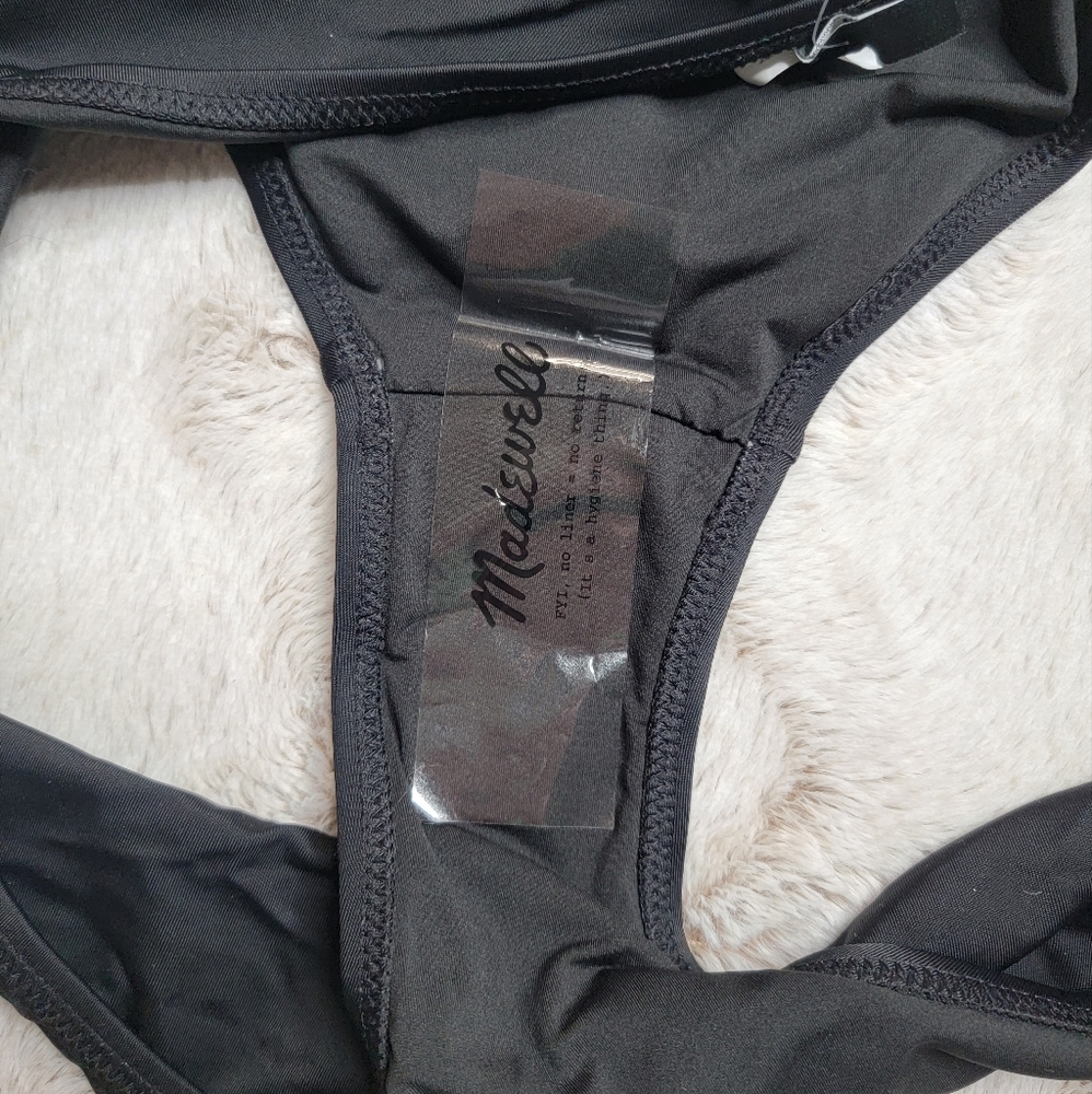 Madewell Second Wave Hipster Bikini Bottom In True Black NWT Size XL - Picture 12 of 12